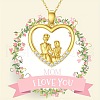 Mother's Day Heart with Mother & Daughter Zinc Alloy Crystal Rhinestone Pendant Necklaces for Women FS-WG450A1-01-2