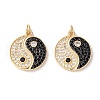 Rack Plating Brass Micro Pave Clear & Black Cubic Zirconia Pendants X-KK-B050-01G-1