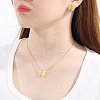 Butterfly 304 Stainless Steel with Shell Pearl Pendant Necklaces & Stud Earrings Sets FS-WGE2DA4-01-2