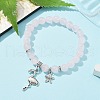 Natural Rose Quartz Round Beaded Stretch Bracelets BJEW-JB09898-02-4