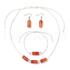 Column Natural Carnelian Beaded Necklace & Bracelet & Dangle Earring Sets SJEW-JS01330-2
