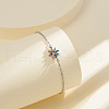 Rhodium Plated 925 Sterling Silver Micro Pave Colorful Cubic Zirconia Rope Chain Bracelets BJEW-K250-01P-2