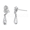 Brass Pave Clear Cubic Zirconia Hand with Teardrop Dangle Stud Earring Findings KK-N232-477P-A-3