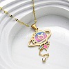 304 Stainless Steel Hot Pearl Enamel Constellation Planet Pendant Necklaces NJEW-D310-01C-G-4