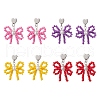 4 Pairs 4 Colors Heart with Bowknot Handmade Glass Seed Beads Dangle Stud Earrings EJEW-MZ00474-2
