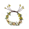 Electroplated Natural Olive Jade Chip Bead Braided Bead Bracelets for Women BJEW-TA00610-03-2