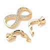 Brass Micro Pave Clear Cubic Zirconia Fold Over Clasps KK-U059-33G-2