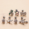 Brass Micro Pave Colorful Cubic Zirconia Star Cartilage Earrings WG7D5C2-15-1