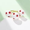 Brass Enamel Open Cuff Rings for Women RJEW-U057-23G-4
