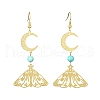 Synthetic Green Turquoise Dangle Earrings EJEW-TA00379-1