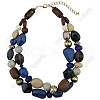Wood & Resin Nuggets Beaded Double Layer Necklaces for Women FS-WGB5610-11-2