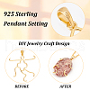   2 Colors 925 Sterling Silver Pendant Irregular Cabochon Settings STER-PH0002-02B-4