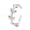 304 Stainless Steel Leaf Wrap Open Cuff Ring for Women RJEW-C025-15P-1
