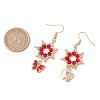 Flower with Butterfly 304 Stainless Steel Glass Seed Beads Dangle Earrings EJEW-MZ00417-05-3