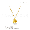 Stainless Steel Flat Round with Heart Pendant Necklaces for Women Casual Daily Jewelry EU8880-2-3
