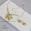Brass Micro Pave Clear Cubic Zirconia & Imitation Pearl Jewelry Sets FS-WG880D6-01-5
