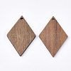 Undyed Walnut Wood Pendants WOOD-T023-06-2