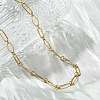 304 Stainless Steel Rhombus & Oval Link Chain Necklace BJEW-B072-03G-4