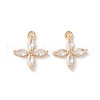 Real 18K Gold Plated Brass Cubic Zirconia Charms X-KK-R037-157G-1