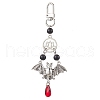 Halloween Alloy Bat & Lotus Pendant Decorations HJEW-TA00190-1