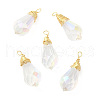 Rack Plating Brass with Glass Pendant KK-C023-01B-1