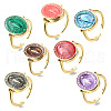 Brass Enamel Adjustable Cuff Rings RJEW-G349-01G-2