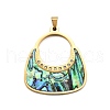 Bag Shape 304 Stainless Steel & Rhinestone & Paua Shell Pendants STAS-M121-05G-1
