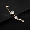Real 18K Gold Plated Piercing Jewelry Brass Cubic Zirconia Heart Navel Ring Navel Ring Belly Rings AJEW-EE0001-06-3