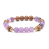 Natural Wenge Wood & Gemstone Beaded Stretch Bracelet BJEW-JB07818-4