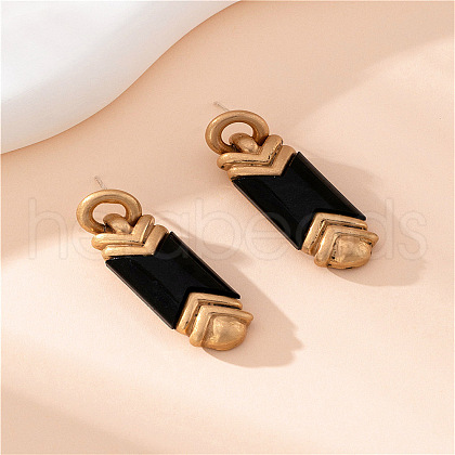 Rectangle Alloy Acrylic Dangle Stud Earrings FS-WGA157C-04-1