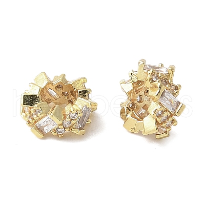 Brass Micro Pave Cubic Zirconia Beads FIND-B046-02G-1