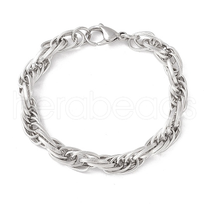 Non-Tarnish 304 Stainless Steel Oval Link Rope Chains Bracelet for Men Women STAS-E001-05P-1