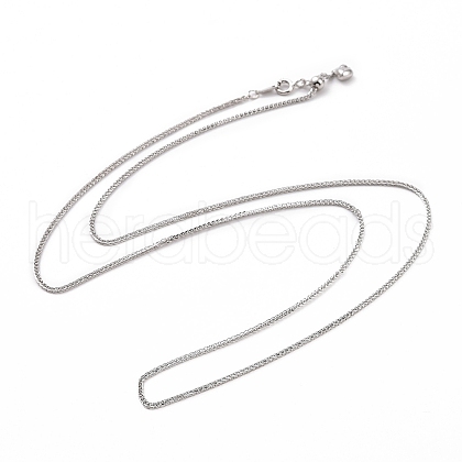 Anti-Tarnish Rhodium Plated 925 Sterling Silver Wheat Chains Necklace for Women STER-I021-02C-P-1