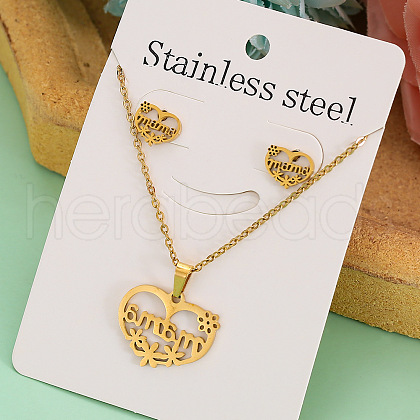 Stainless Steel Pendant Necklace & Stud Earring FS-WGABA87-16-1