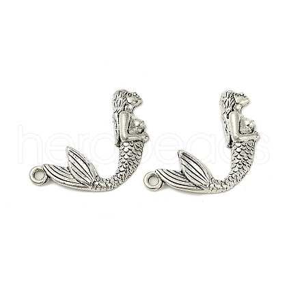 Tibetan Style Alloy Mermaid Pendants TIBEP-36349-AS-RS-1
