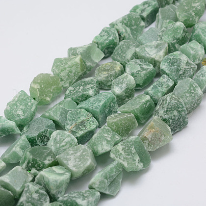 Raw Rough Natural Green Aventurine Bead Strands G-F403-03-1