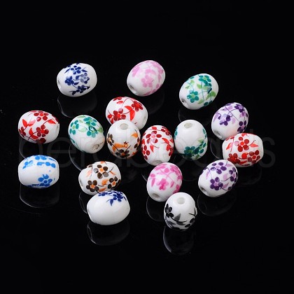 Handmade Printed Porcelain Beads PORC-S435-M-1