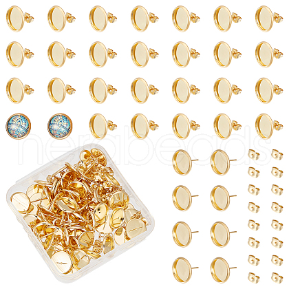 Unicraftale Flat Round 304 Stainless Steel Stud Earring Settings STAS-UN0060-74D-G-1