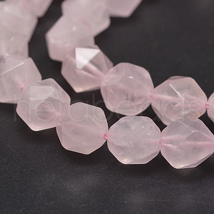 Faceted Natural Rose Quartz Gemstone Bead Strands G-J331-01-8mm-1