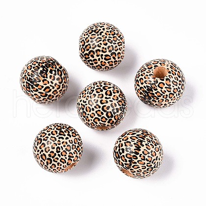Printed Schima Wood Beads WOOD-N017-01D-1