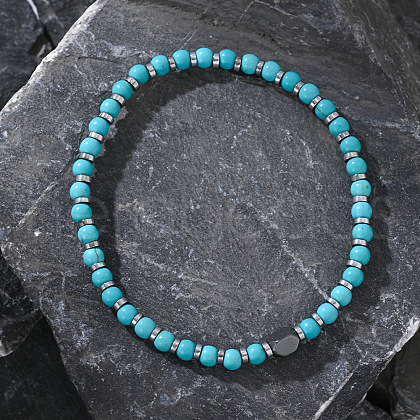 Natural Turquoise Beads Stretch Bracelets for Women Men VR5787-1