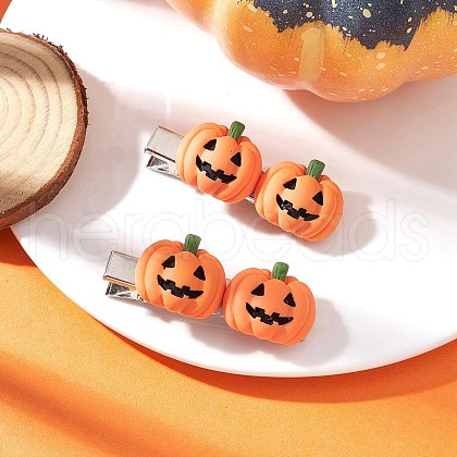 Pumpkin Iron Flat Alligator Hair Clips PHAR-JH00130-1