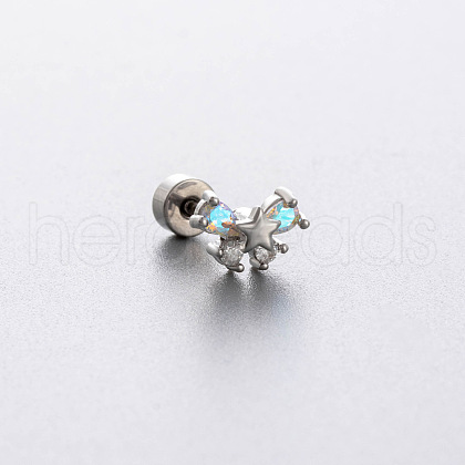 316L Surgical Stainless Steel Pave Light Sky Blue AB Color Cubic Zirconia Cartilage Earrings FS-WG97410-04-1
