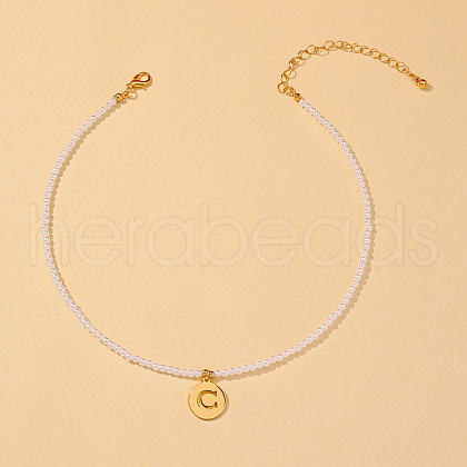 Round Plastic Pearl Beaded Necklaces FS-WG7BB5B-03-1