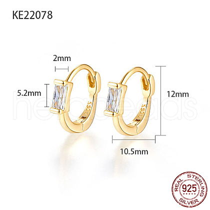 925 Sterling Silver Pave Cubic Zirconia Rectangle Hoop Earrings for Women CA6566-3-1