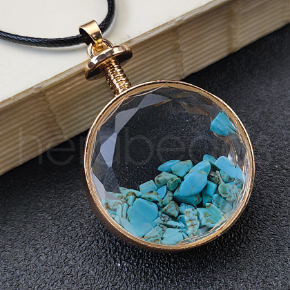 Synthetic Turquoise Chip Glass Bottle Pendants PW-WG62340-08-1