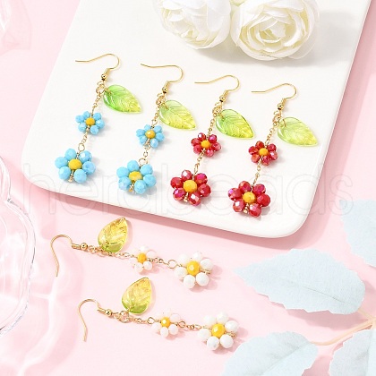 3Pairs Electroplate Glass Dangle Earrings EJEW-TA00652-1
