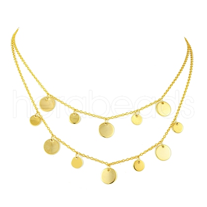 Brass Double Layer Cable Chains Necklaces NJEW-JN05014-1