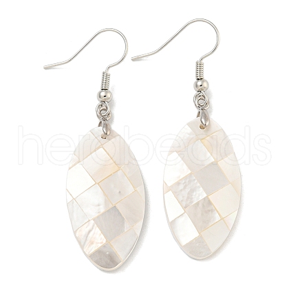 Rack Plating Brass Natural White Shell Dangle Earrings EJEW-N055-52K-1