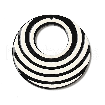 Black and White Stitching Acrylic Pendants OACR-S144-02B-1